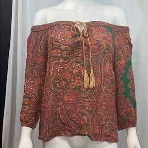 NWT paisley peasant blouse, off the shoulder small